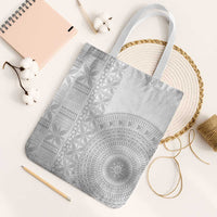 Niue White Sunday Tote Bag Half Hiapo Pattern Vibes LT14 White Strap One Size White - Polynesian Pride