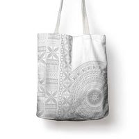 Niue White Sunday Tote Bag Half Hiapo Pattern Vibes LT14 - Polynesian Pride