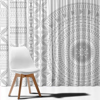 Niue White Sunday Window Curtain Half Hiapo Pattern Vibes LT14 - Polynesian Pride