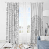 Niue White Sunday Window Curtain Half Hiapo Pattern Vibes LT14 - Polynesian Pride