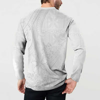 Tapu Fanau Ia Niue Button Sweatshirt Happy White Sunday Unique Hiapo LT14 - Polynesian Pride
