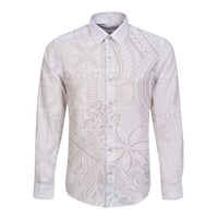 Tapu Fanau Ia Niue Long Sleeve Button Shirt Happy White Sunday Unique Hiapo LT14 Unisex White - Polynesian Pride