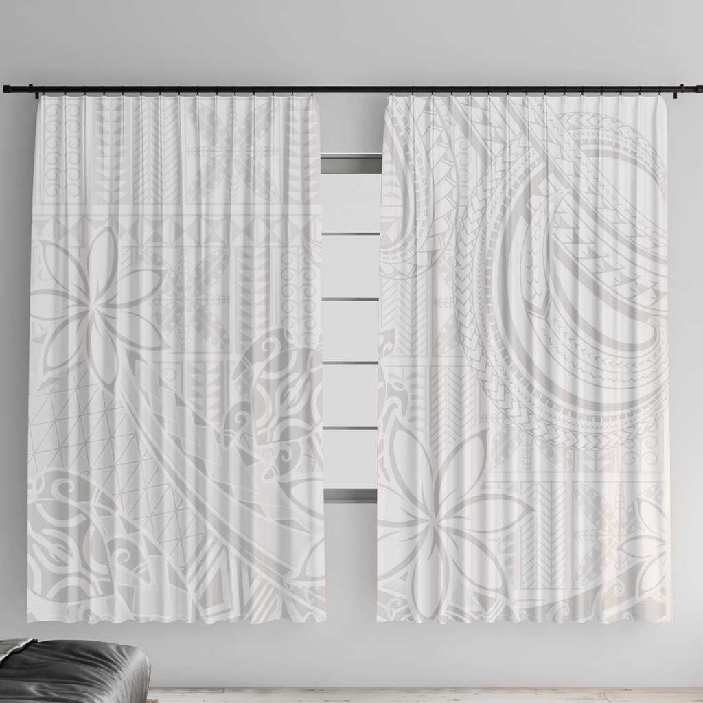 Tapu Fanau Ia Niue Window Curtain Happy White Sunday Unique Hiapo LT14 With Hooks White - Polynesian Pride