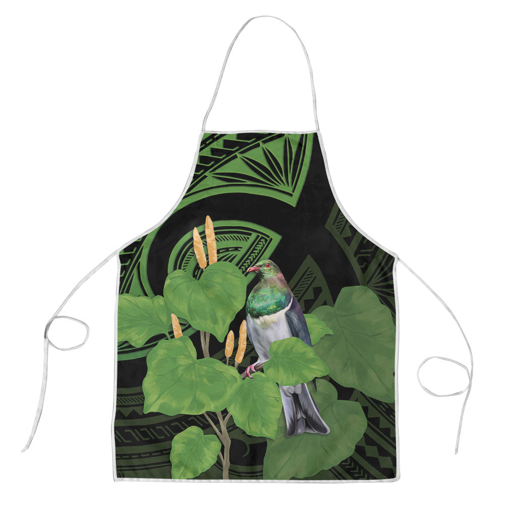 Kawakawa Rongoa Maori Kereru New Zealand Apron LT14 Green - Polynesian Pride