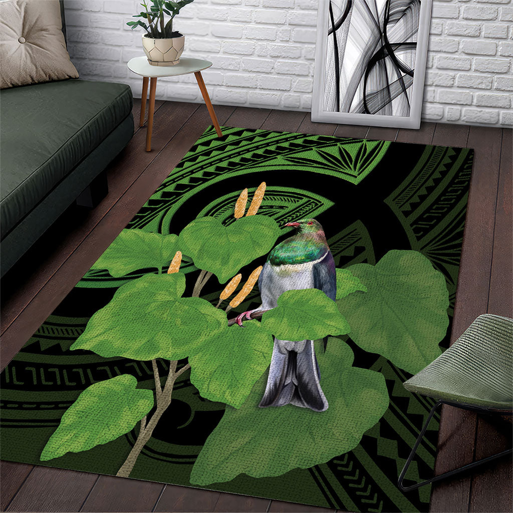 Kawakawa Rongoa Maori Kereru New Zealand Area Rug LT14 Green - Polynesian Pride
