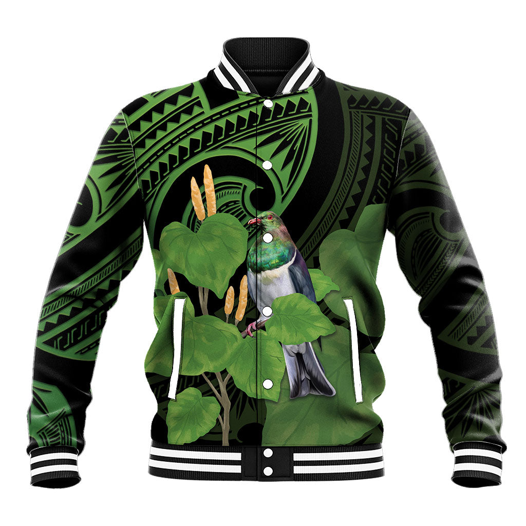 Kawakawa Rongoa Maori Kereru New Zealand Baseball Jacket LT14 Unisex Green - Polynesian Pride
