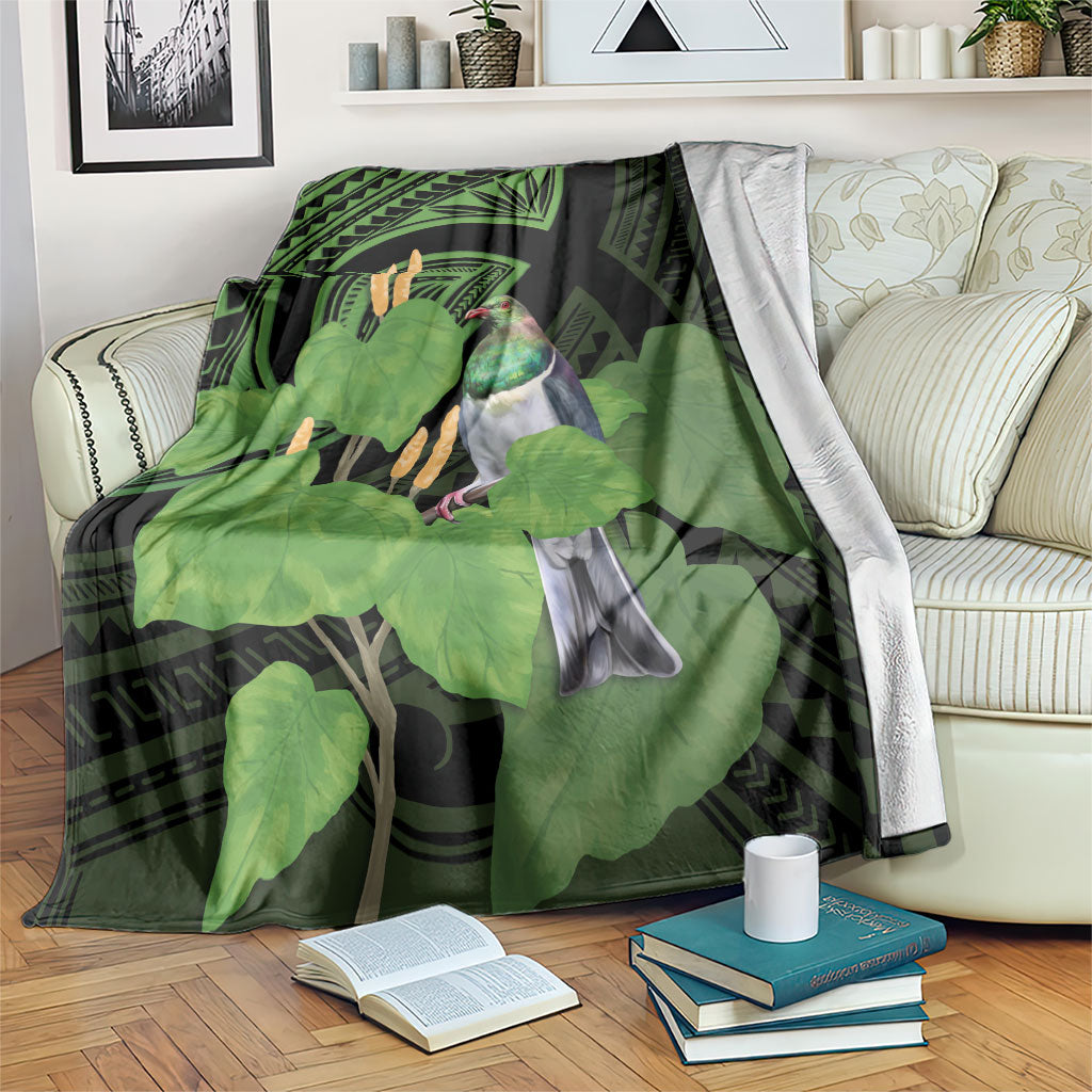 Kawakawa Rongoa Maori Kereru New Zealand Blanket LT14 Green - Polynesian Pride