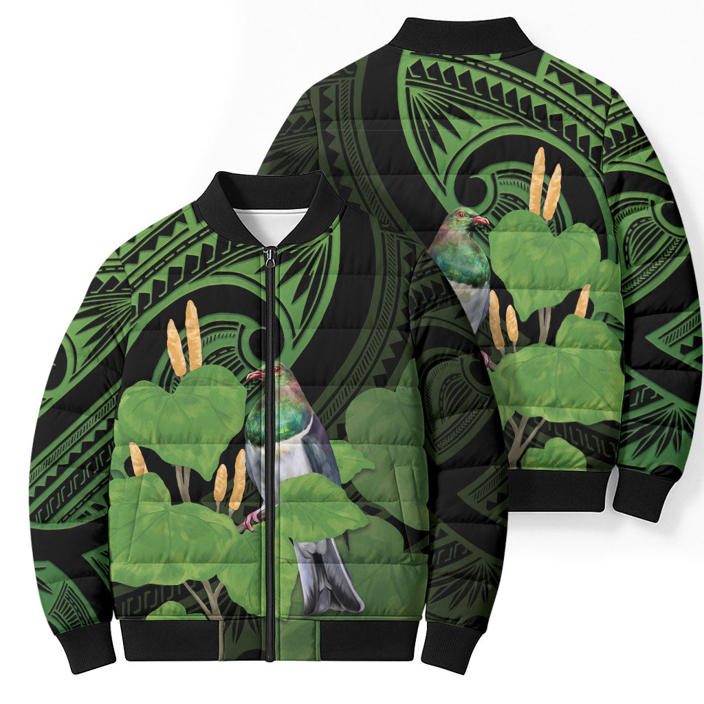 Kawakawa Rongoa Maori Kereru New Zealand Bomber Puffer Jacket LT14 - Polynesian Pride