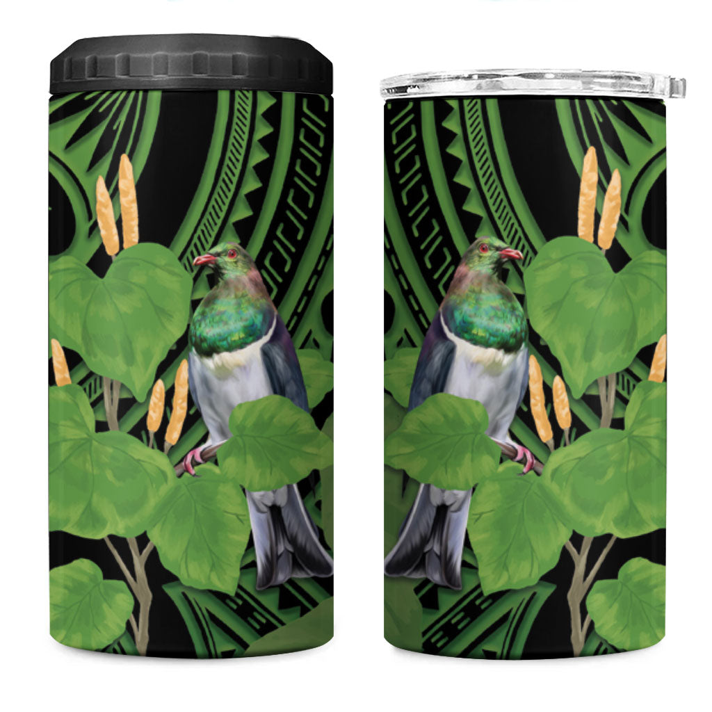 Kawakawa Rongoa Maori Kereru New Zealand 4 in 1 Can Cooler Tumbler LT14 One Size: 16 oz Green - Polynesian Pride