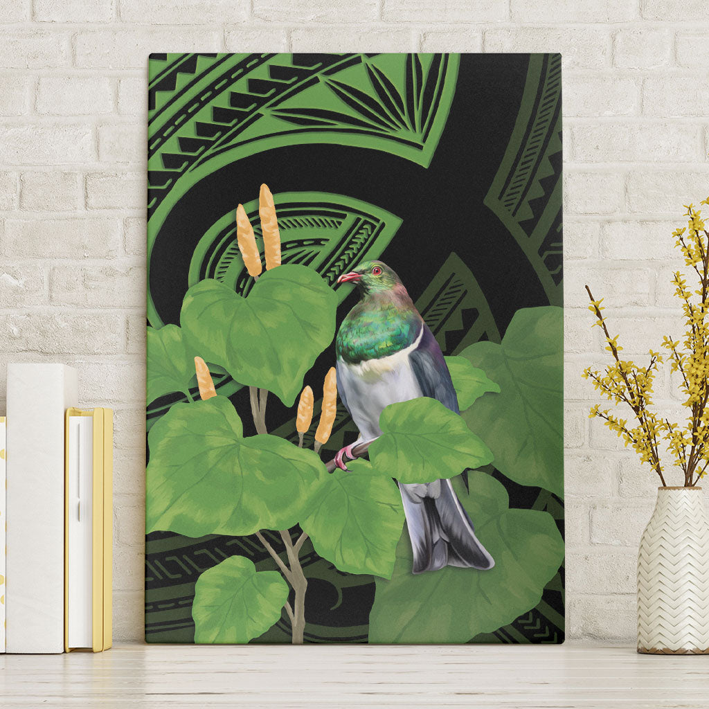 Kawakawa Rongoa Maori Kereru New Zealand Canvas Wall Art LT14 Without Frame Green - Polynesian Pride