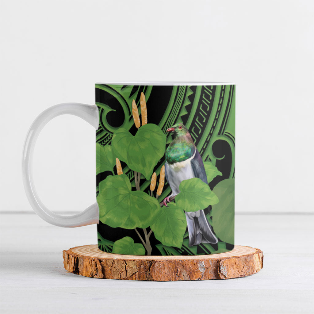 Kawakawa Rongoa Maori Kereru New Zealand Ceramic Mug LT14 Green - Polynesian Pride