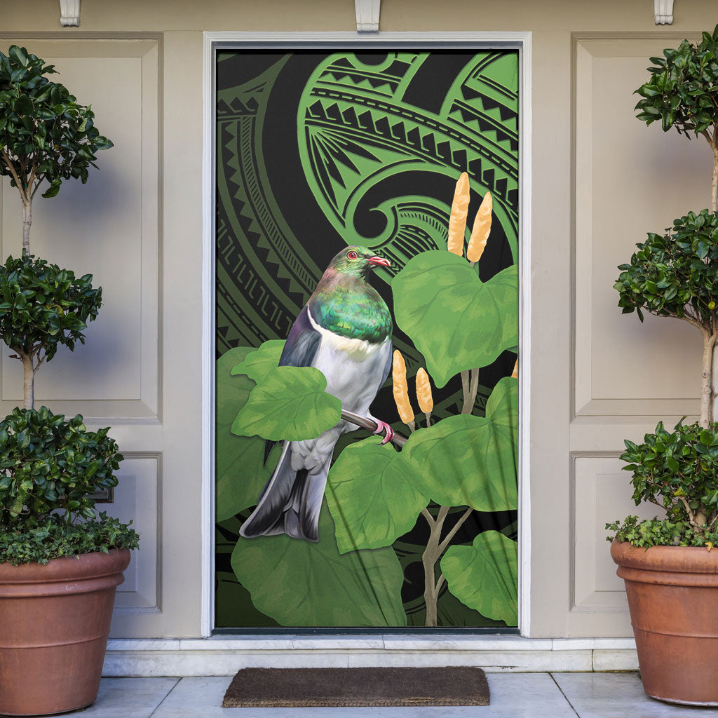 Kawakawa Rongoa Maori Kereru New Zealand Door Cover LT14 Green - Polynesian Pride