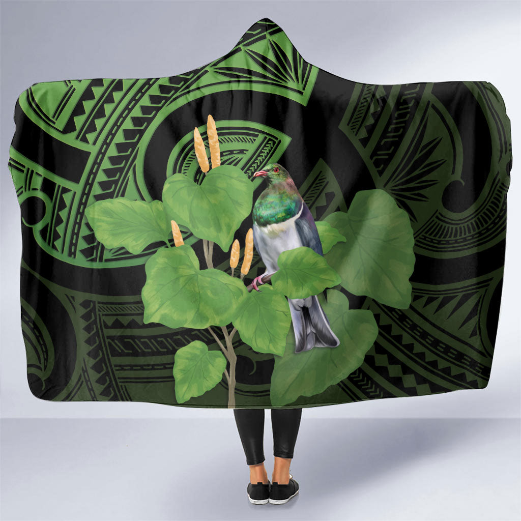 Kawakawa Rongoa Maori Kereru New Zealand Hooded Blanket LT14 One Size Green - Polynesian Pride