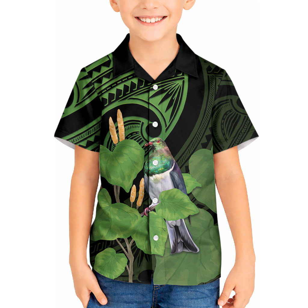 Kawakawa Rongoa Maori Kereru New Zealand Kid Hawaiian Shirt LT14 Kid Green - Polynesian Pride