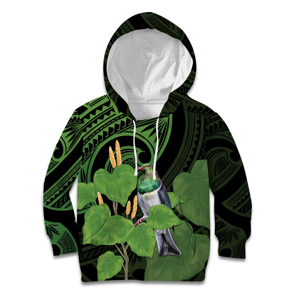 Kawakawa Rongoa Maori Kereru New Zealand Kid Hoodie LT14 Hoodie Green - Polynesian Pride