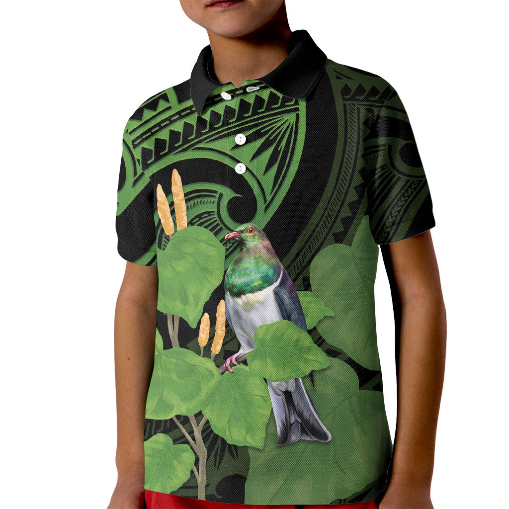 Kawakawa Rongoa Maori Kereru New Zealand Kid Polo Shirt LT14 Kid Green - Polynesian Pride