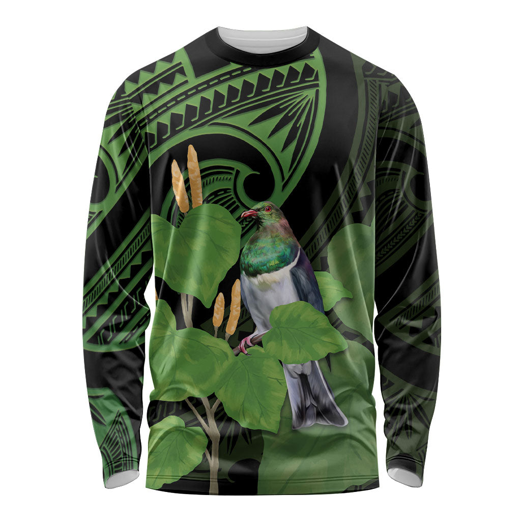 Kawakawa Rongoa Maori Kereru New Zealand Long Sleeve Shirt LT14 Unisex Green - Polynesian Pride