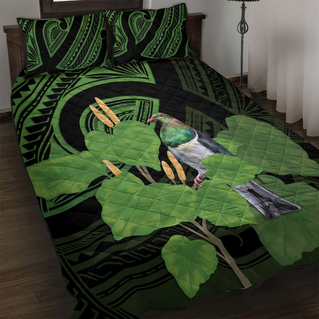 Kawakawa Rongoa Maori Kereru New Zealand Quilt Bed Set LT14 Green - Polynesian Pride