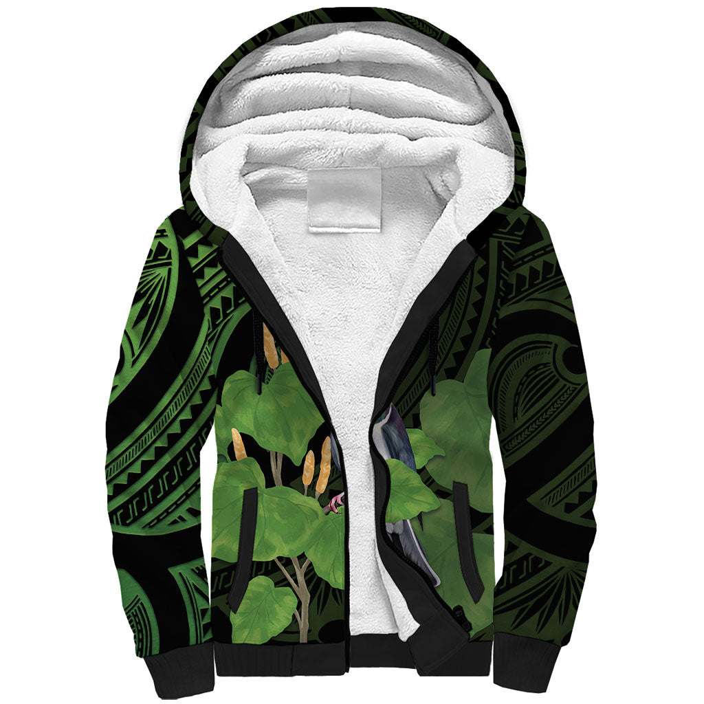 Kawakawa Rongoa Maori Kereru New Zealand Sherpa Hoodie LT14 Unisex Green - Polynesian Pride