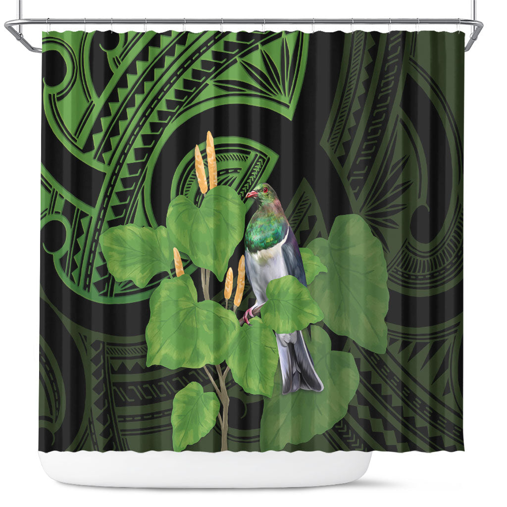Kawakawa Rongoa Maori Kereru New Zealand Shower Curtain LT14 Green - Polynesian Pride