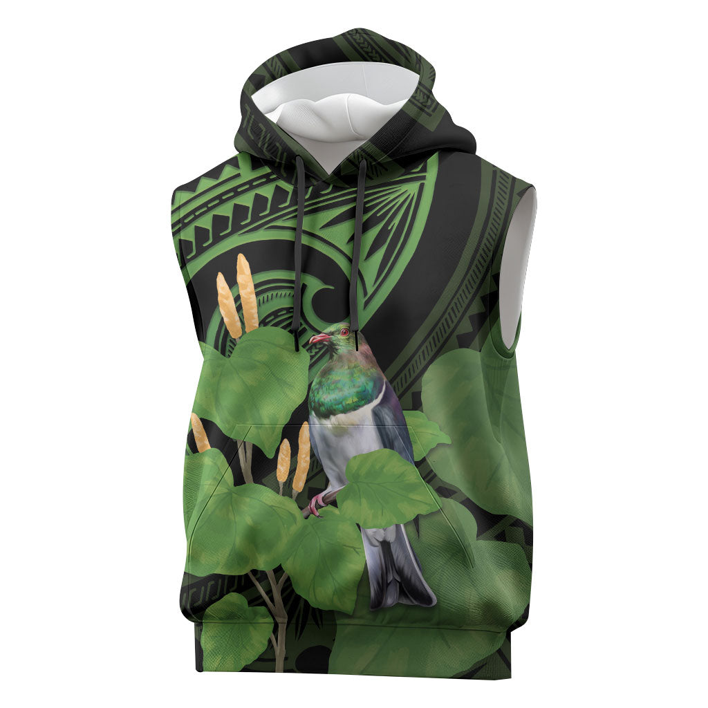 Kawakawa Rongoa Maori Kereru New Zealand Sleeveless Hoodie LT14 Green - Polynesian Pride