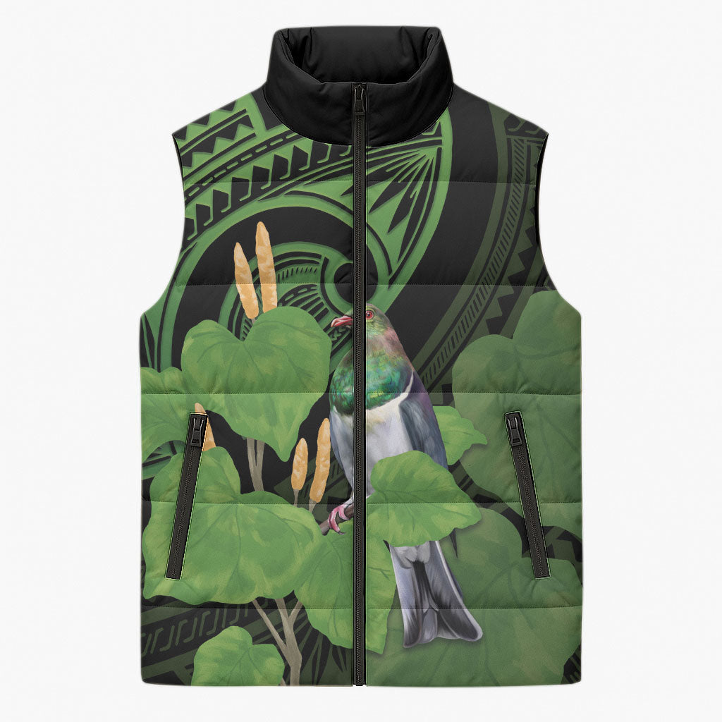 Kawakawa Rongoa Maori Kereru New Zealand Sleeveless Puffer Jacket LT14 Unisex Green - Polynesian Pride