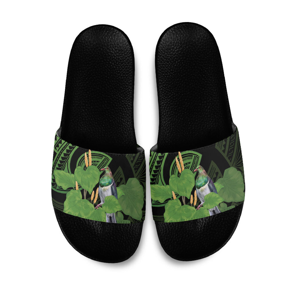 Kawakawa Rongoa Maori Kereru New Zealand Slide Sandals LT14 Green - Polynesian Pride