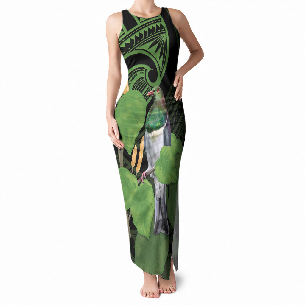 Kawakawa Rongoa Maori Kereru New Zealand Tank Maxi Dress LT14 Women Green - Polynesian Pride