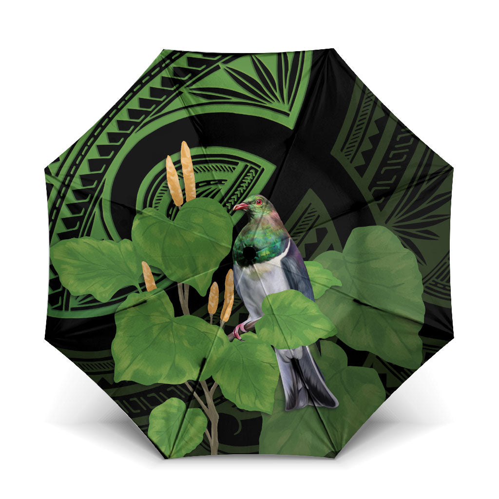 Kawakawa Rongoa Maori Kereru New Zealand Umbrella LT14 One Size Folded 11.42 inch Opened Diameter 37.4 inch Green - Polynesian Pride