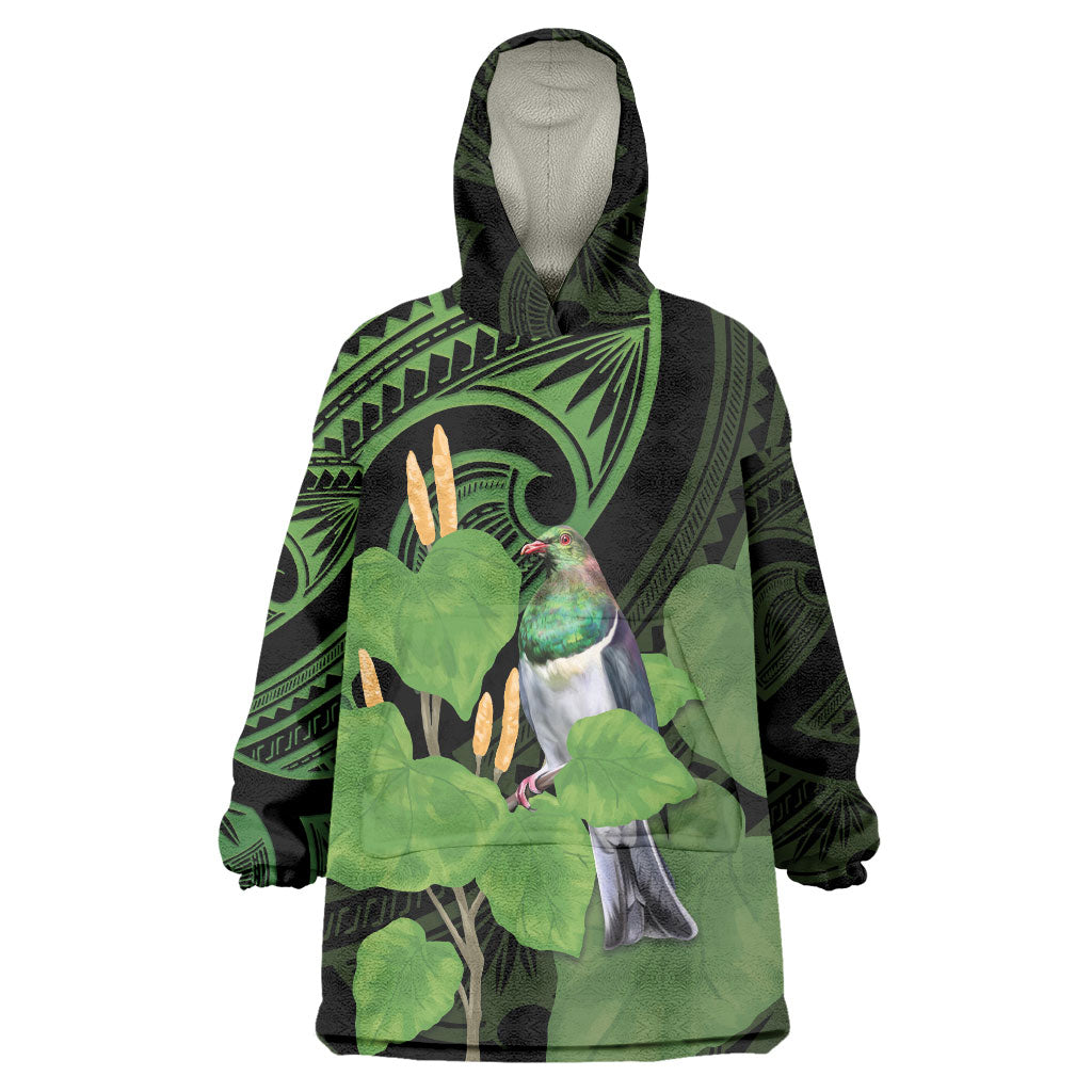 Kawakawa Rongoa Maori Kereru New Zealand Wearable Blanket Hoodie LT14 One Size Green - Polynesian Pride