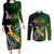 Personalised New Zealand and South Africa Rugby Couples Matching Long Sleeve Bodycon Dress and Long Sleeve Button Shirt 2023 World Cup Final All Black Springboks Together LT14 Black - Polynesian Pride