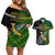 Personalised New Zealand and South Africa Rugby Couples Matching Off Shoulder Short Dress and Hawaiian Shirt 2023 World Cup Final All Black Springboks Together LT14 Black - Polynesian Pride