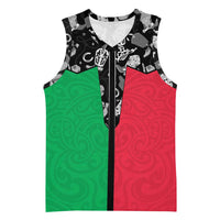 Vanuatu Cowboy Basketball Jersey Cowboy Symbols Split Stylized LT14 Unisex Green - Polynesian Pride