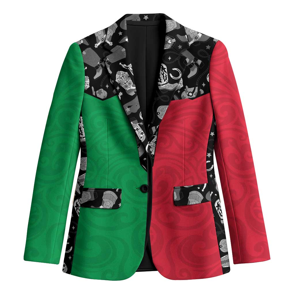 Vanuatu Cowboy Blazer Cowboy Symbols Split Stylized LT14 Unisex Green - Polynesian Pride