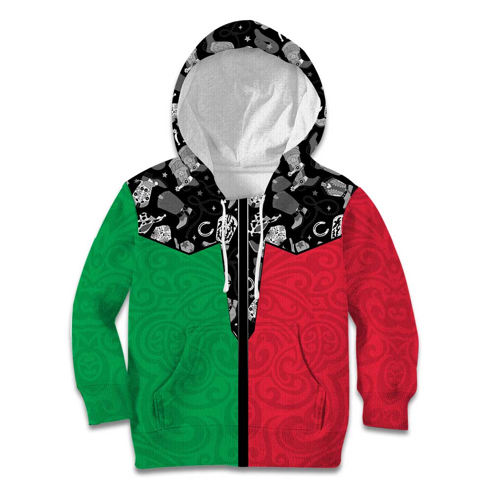 Vanuatu Cowboy Kid Hoodie Cowboy Symbols Split Stylized LT14 Hoodie Green - Polynesian Pride