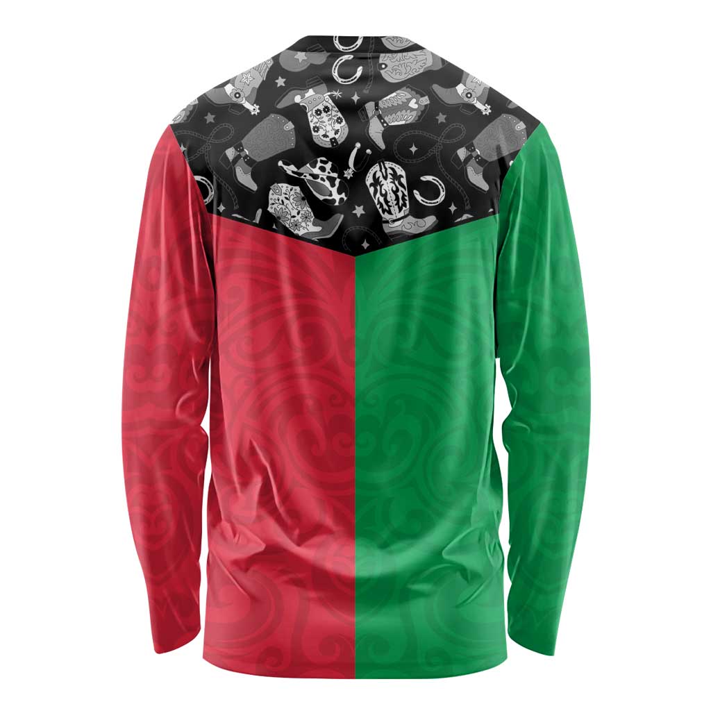 Vanuatu Cowboy Long Sleeve Shirt Cowboy Symbols Split Stylized LT14 - Polynesian Pride