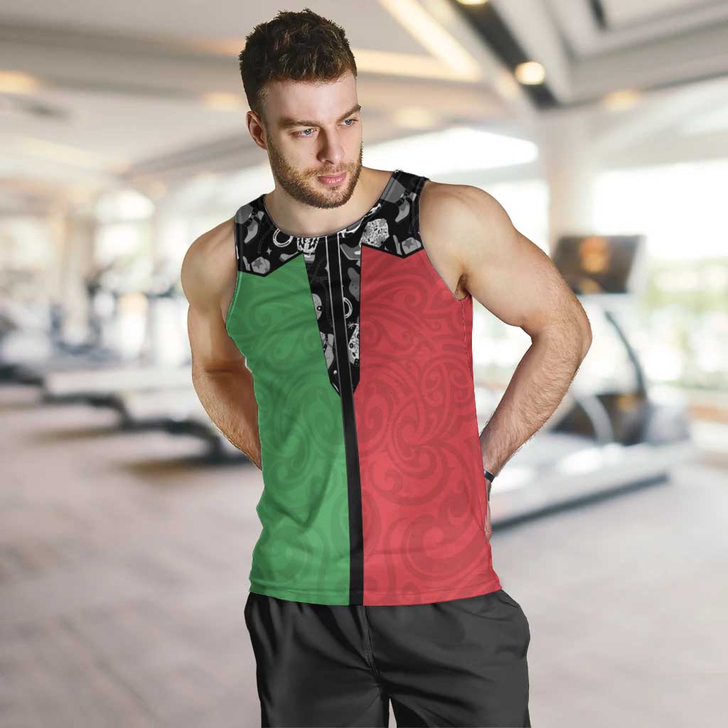 Vanuatu Cowboy Men Tank Top Cowboy Symbols Split Stylized LT14 Green - Polynesian Pride
