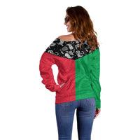 Vanuatu Cowboy Off Shoulder Sweater Cowboy Symbols Split Stylized LT14 - Polynesian Pride