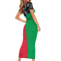 Vanuatu Cowboy Short Sleeve Bodycon Dress Cowboy Symbols Split Stylized LT14 - Polynesian Pride