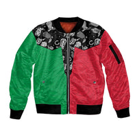 Vanuatu Cowboy Sleeve Zip Bomber Jacket Cowboy Symbols Split Stylized LT14 Unisex Green - Polynesian Pride