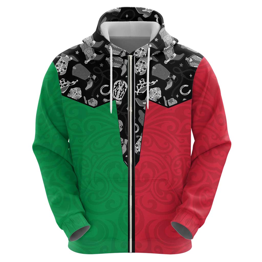 Vanuatu Cowboy Zip Hoodie Cowboy Symbols Split Stylized LT14 - Polynesian Pride