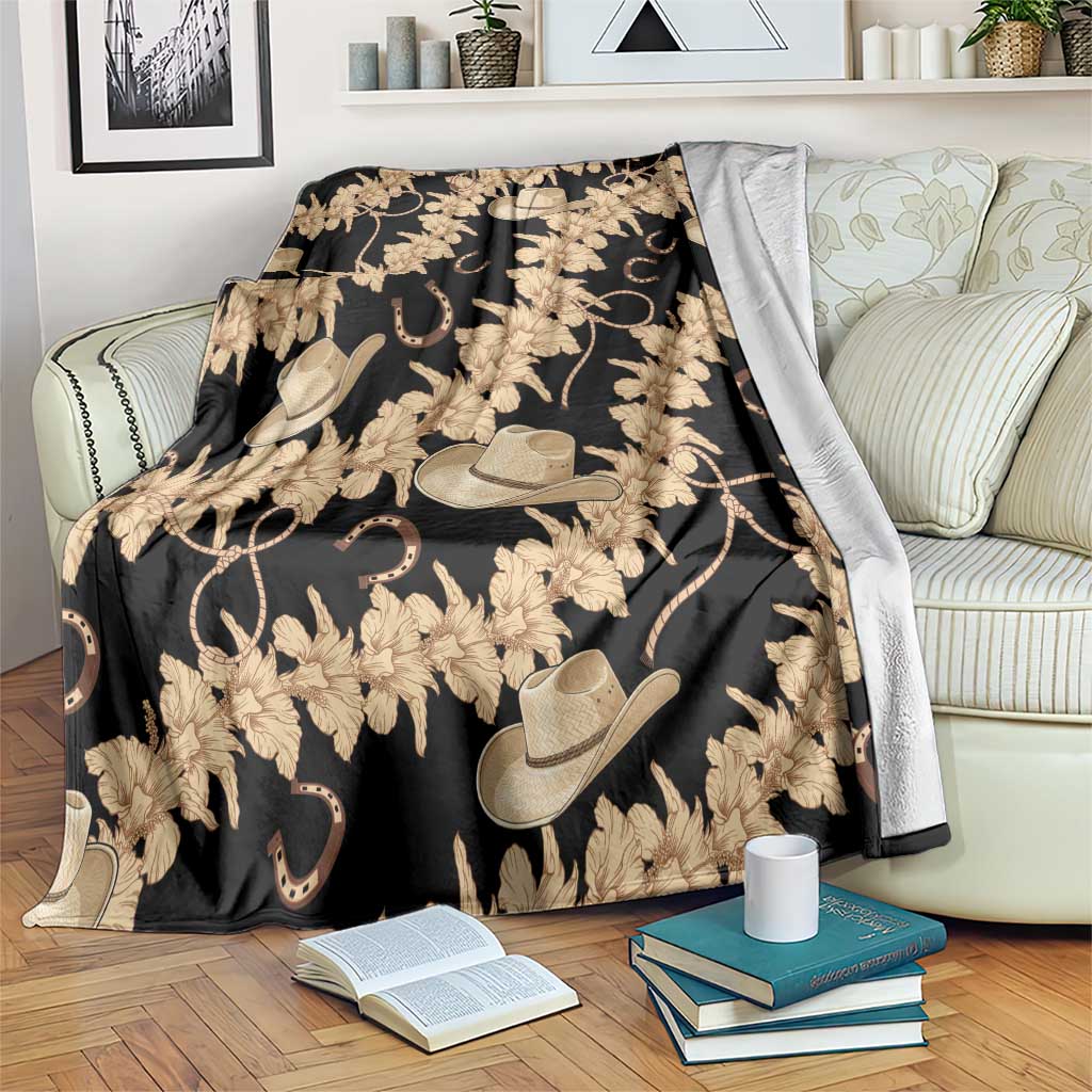 Vanuatu Cowboy Blanket Seamless Straw Hats Hibiscus LT14 Black - Polynesian Pride