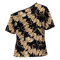 Vanuatu Cowboy Cross Shoulder Shirt Seamless Straw Hats Hibiscus LT14 - Polynesian Pride