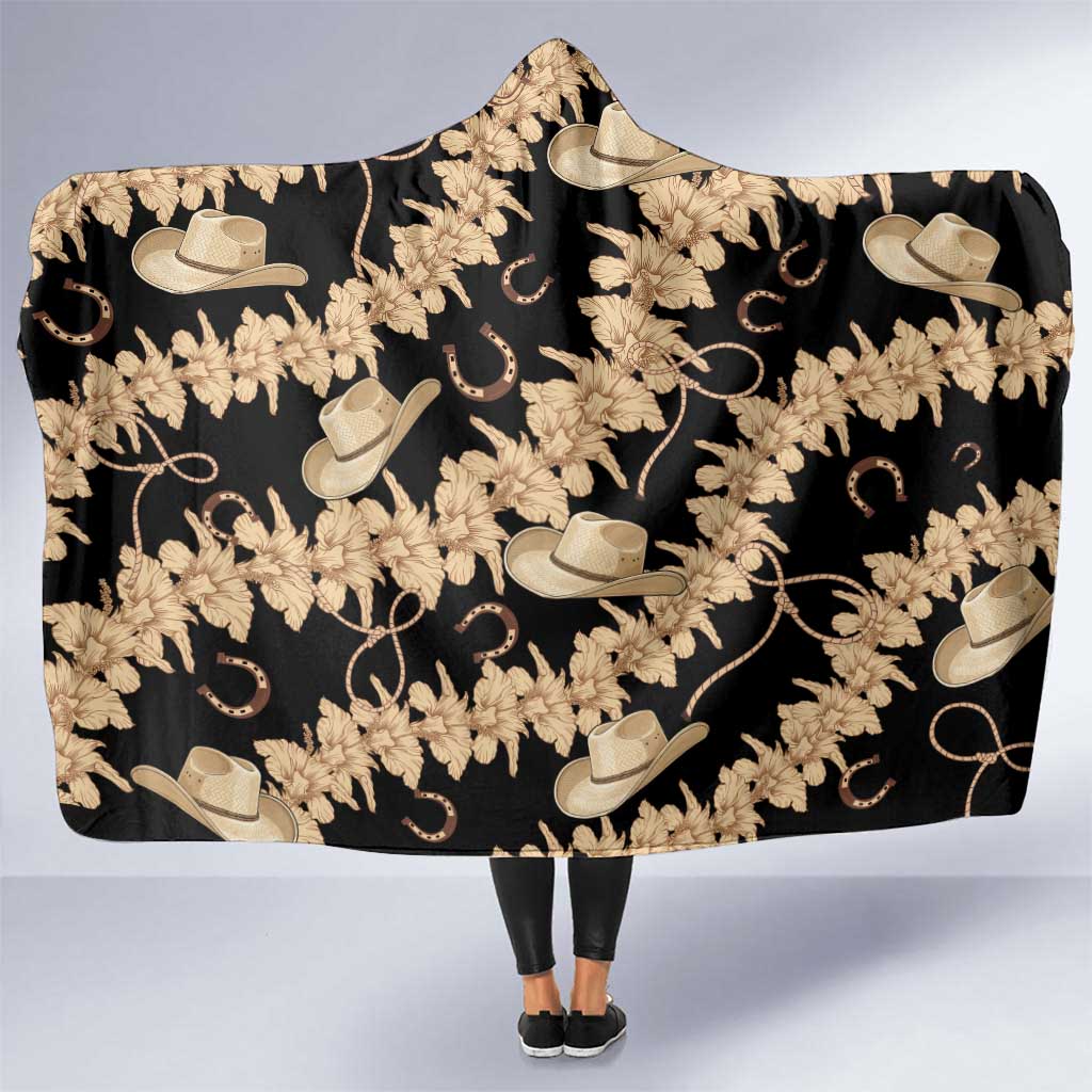 Vanuatu Cowboy Hooded Blanket Seamless Straw Hats Hibiscus LT14 One Size Black - Polynesian Pride