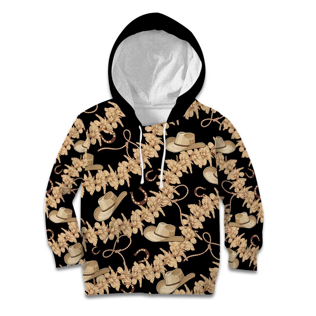 Vanuatu Cowboy Kid Hoodie Seamless Straw Hats Hibiscus LT14 Hoodie Black - Polynesian Pride