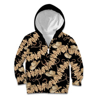Vanuatu Cowboy Kid Hoodie Seamless Straw Hats Hibiscus LT14 Zip Hoodie Black - Polynesian Pride