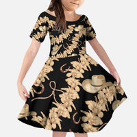 Vanuatu Cowboy Kid Short Sleeve Dress Seamless Straw Hats Hibiscus LT14 KID Black - Polynesian Pride