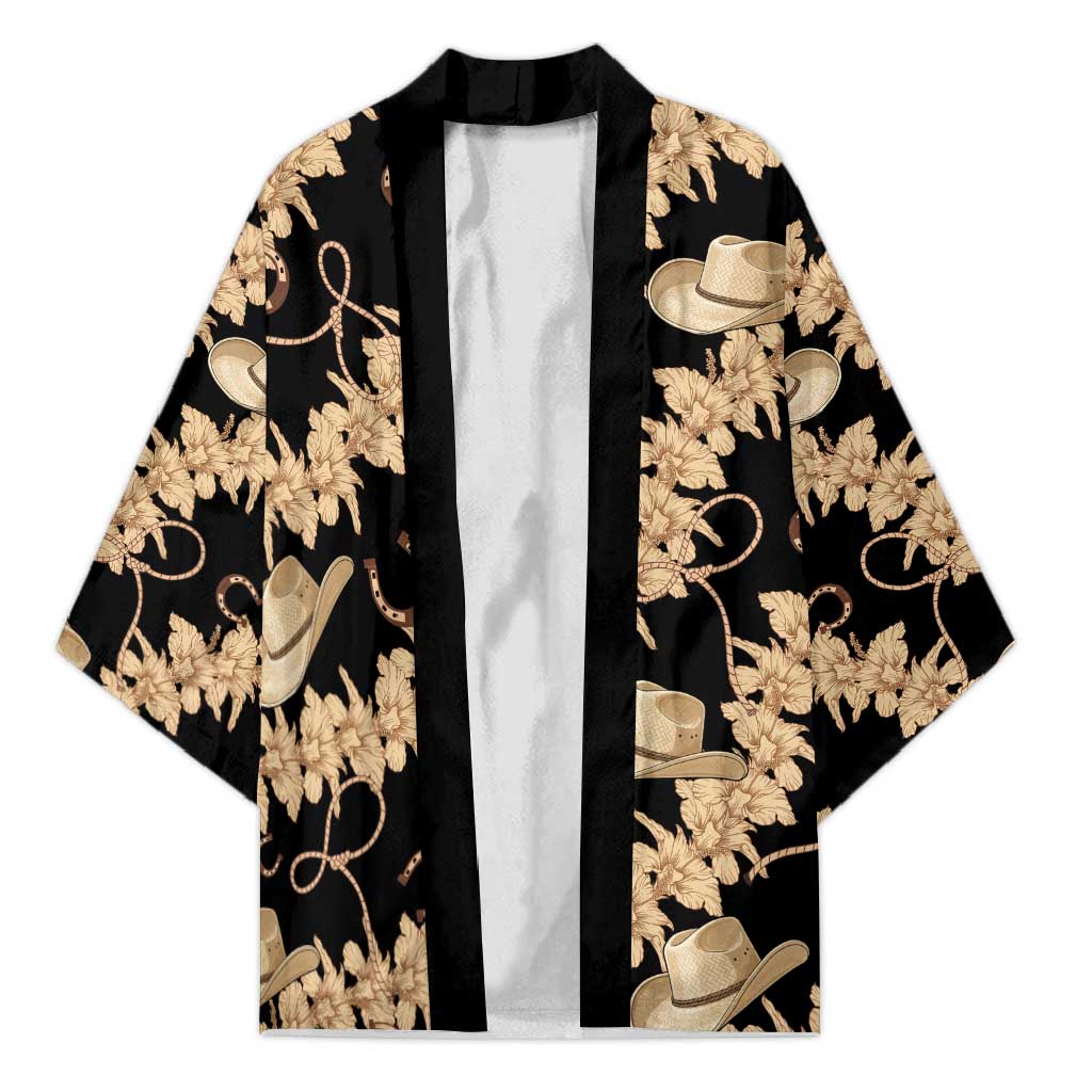 Vanuatu Cowboy Kimono Seamless Straw Hats Hibiscus LT14 Unisex Black - Polynesian Pride