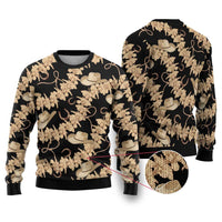 Vanuatu Cowboy Ugly Christmas Sweater Seamless Straw Hats Hibiscus LT14 Black - Polynesian Pride