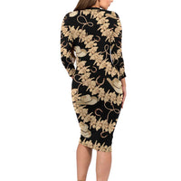 Vanuatu Cowboy Long Sleeve Bodycon Dress Seamless Straw Hats Hibiscus LT14 - Polynesian Pride
